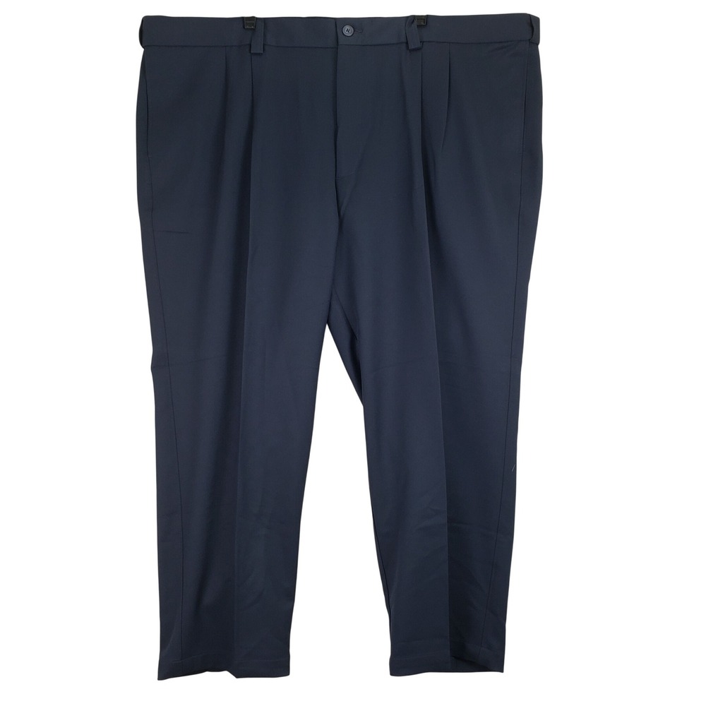 Oak Hill Stay Cool Microfiber Pleated Pant Mens 50x28 Navy Blue Classic Cuffed